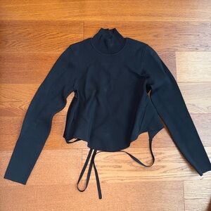 Zara turtle neck shirt with open back and Tie details